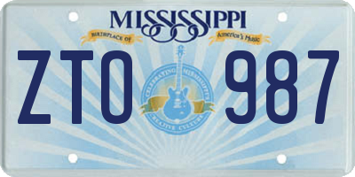 MS license plate ZTO987