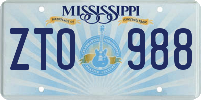 MS license plate ZTO988