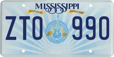 MS license plate ZTO990
