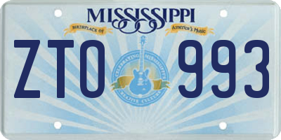 MS license plate ZTO993