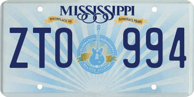 MS license plate ZTO994
