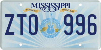 MS license plate ZTO996