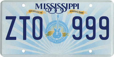 MS license plate ZTO999