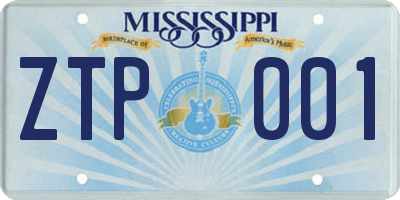 MS license plate ZTP001