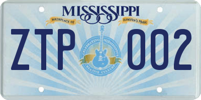 MS license plate ZTP002