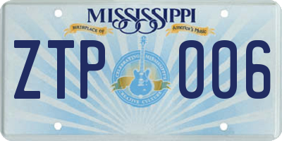 MS license plate ZTP006