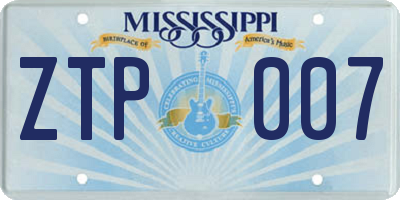 MS license plate ZTP007