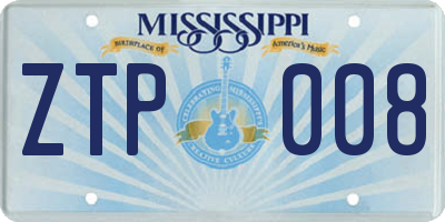 MS license plate ZTP008
