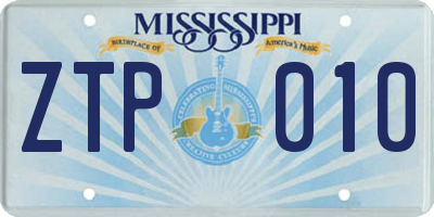 MS license plate ZTP010