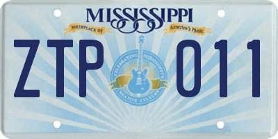 MS license plate ZTP011