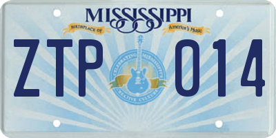 MS license plate ZTP014