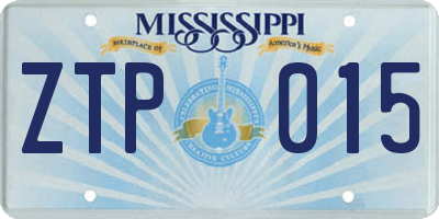 MS license plate ZTP015