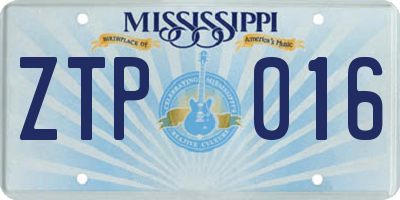MS license plate ZTP016