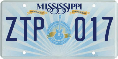 MS license plate ZTP017