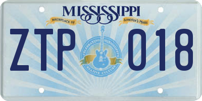 MS license plate ZTP018