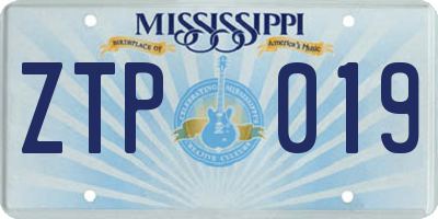 MS license plate ZTP019