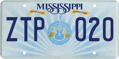 MS license plate ZTP020