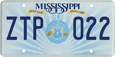 MS license plate ZTP022