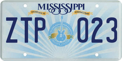 MS license plate ZTP023