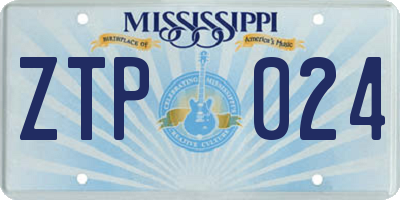 MS license plate ZTP024