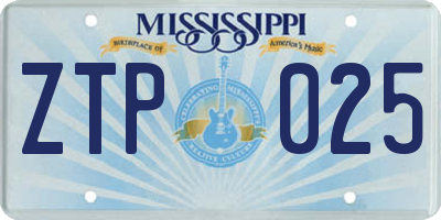 MS license plate ZTP025