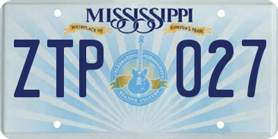 MS license plate ZTP027