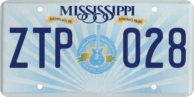 MS license plate ZTP028