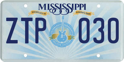 MS license plate ZTP030