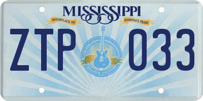 MS license plate ZTP033