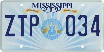 MS license plate ZTP034