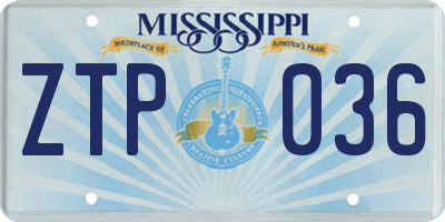 MS license plate ZTP036