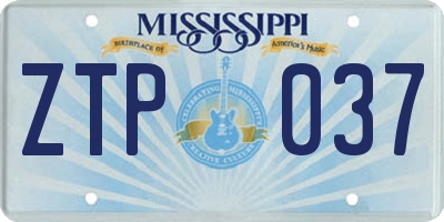 MS license plate ZTP037