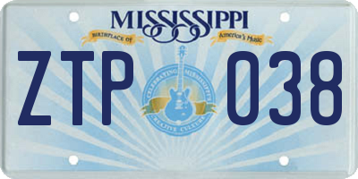 MS license plate ZTP038