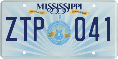 MS license plate ZTP041