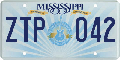 MS license plate ZTP042