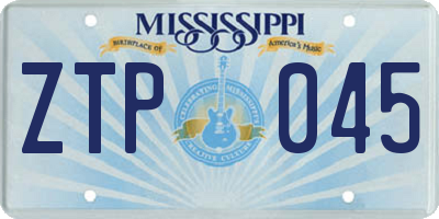 MS license plate ZTP045