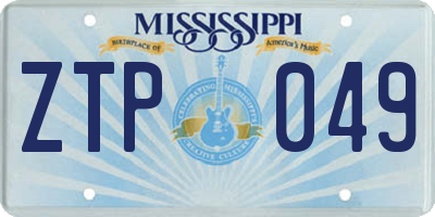 MS license plate ZTP049