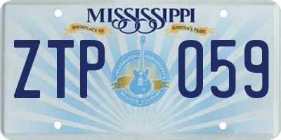 MS license plate ZTP059