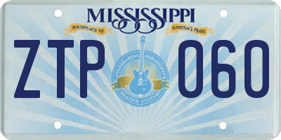 MS license plate ZTP060