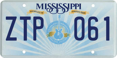 MS license plate ZTP061