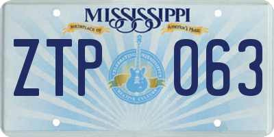 MS license plate ZTP063