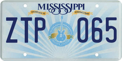 MS license plate ZTP065