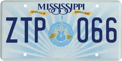 MS license plate ZTP066