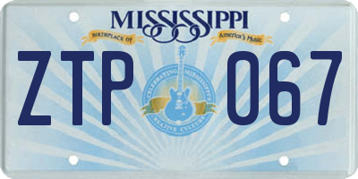 MS license plate ZTP067