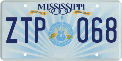 MS license plate ZTP068