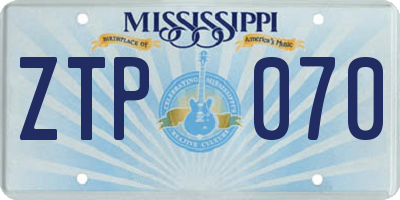 MS license plate ZTP070