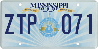 MS license plate ZTP071