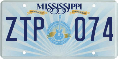 MS license plate ZTP074