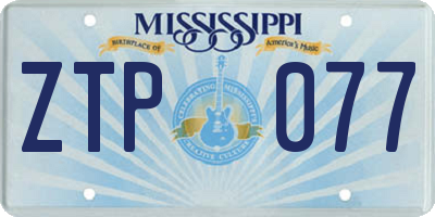 MS license plate ZTP077