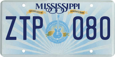 MS license plate ZTP080